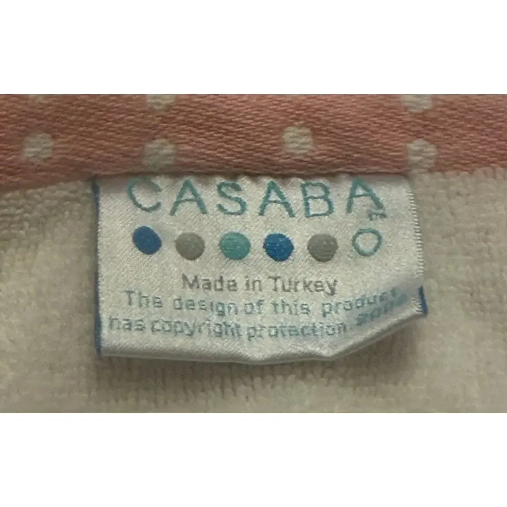 VINTAGE Casaba Hand Towels White With Pink Polka Dot SET Of 3 Made in Turkey